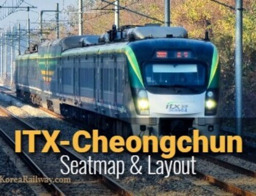 Tabela de assentos do ITX-Cheongchun, um trem expresso na Coreia do Sul.