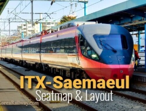 Plan des sièges du ITX-Saemaeul, un train express en Corée du Sud.