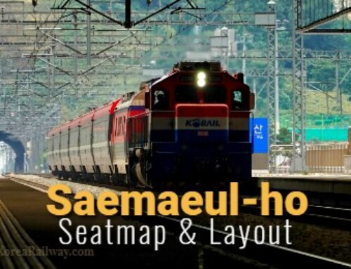 Tabela de assentos do Saemaul, o trem expresso limitado da Coreia do Sul.