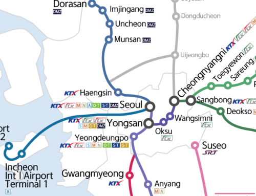 कोरिया का राष्ट्रीय रेलवे मार्ग मानचित्र