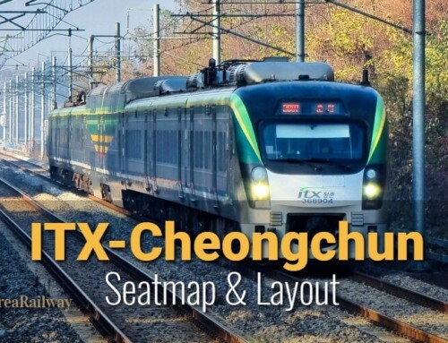 Sitzplan des ITX-Cheongchun, eines Schnellzuges in Südkorea.