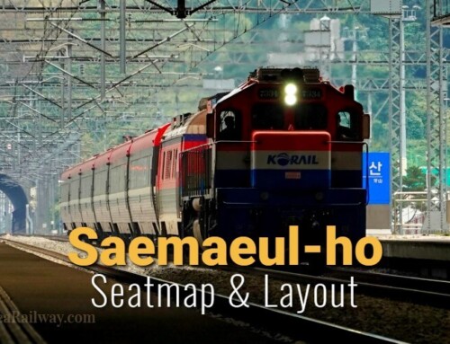 Bagan tempat duduk untuk Saemaul, kereta ekspres terbatas Korea Selatan.